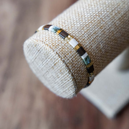 Bracelet en perles Miyuki blue & brown